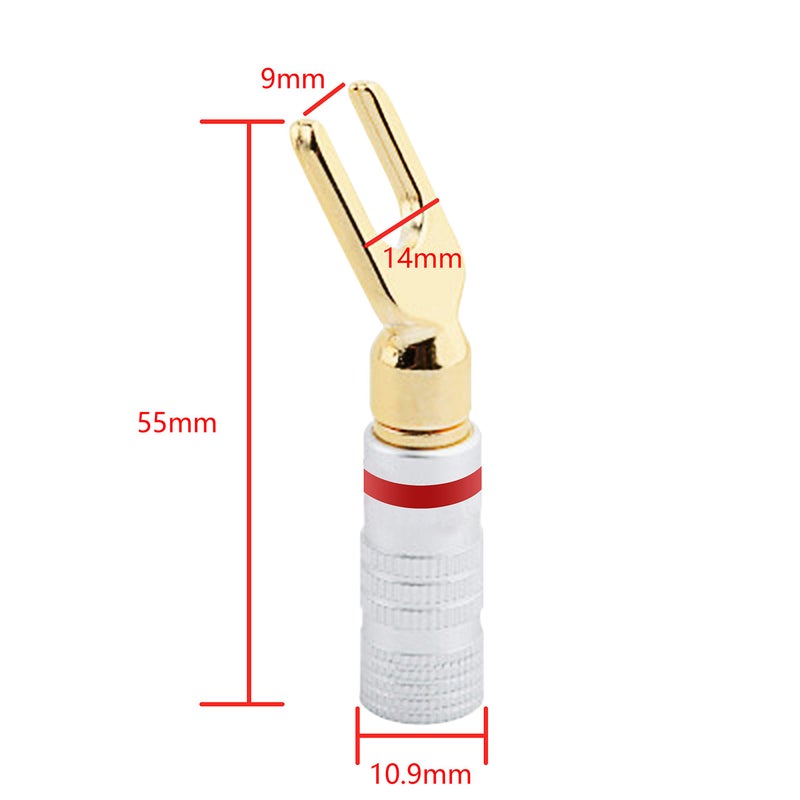 XMSJSIY Y Spade Connector - 45 Degree Fork Plug for Speaker Wire, Audio Jack Pure Copper Screw Locking - 4pcs - Image 5